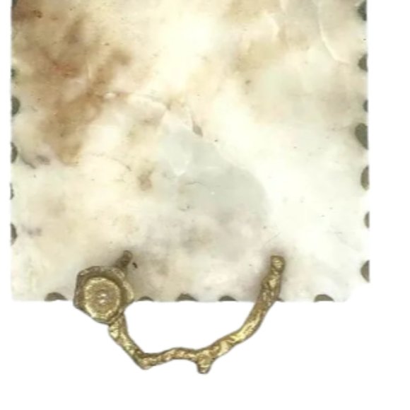 HOME ABOUT - Square Marble Tray/Flower Handles - HEAVY pc - Picture 3 of 6